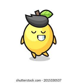 ilustración de dibujos animados de limón con una expresión tímida, diseño de estilo lindo para camiseta, pegatina, elemento logotipo