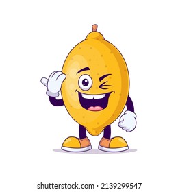 lemon cartoon mascot showing salute expression. fruit character vector illustration concept