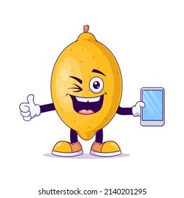 lemon cartoon mascot showing thumbs up expression. fruit character vector illustration concept
