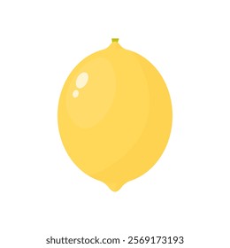 Lemon in cartoon style on a white isolated background. Beautiful ripe simple minimalistic lemon. Fruits from warm countries.