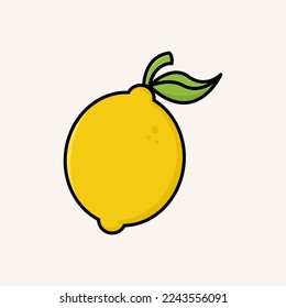 lemon cartoon vector illustration icon. isolated vector fruit concept. flat cartoon style