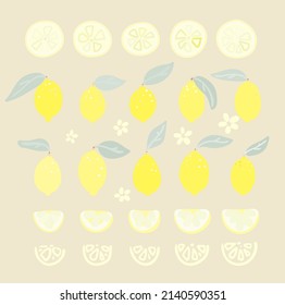 lemon cartoon vector illustration set