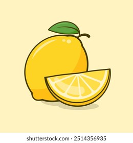 Lemon cartoon vector illustration. Suitable for design element of tropical fruit. Lime slice graphic resources.