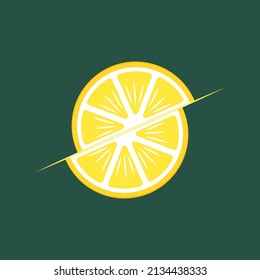 Vector de dibujos animados de limón. Limón sobre fondo verde.