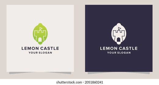 lemon with castle logo template
