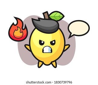 Lemon character cartoon with angry gesture