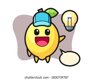 Lemon character cartoon getting the idea