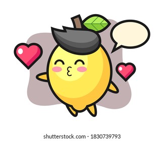 Lemon character cartoon with kissing gesture