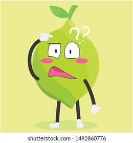 Lemon character with a confused expression vector illustration,lemon cartoon