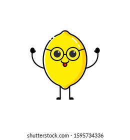 Lemon character design with a funny and cute expression, which is raising both hands