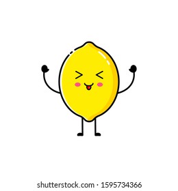 Lemon character design with a funny and cute expression, which is raising both hands