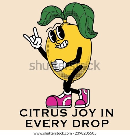 Lemon Character Design With Slogan Citrus joy in every drop