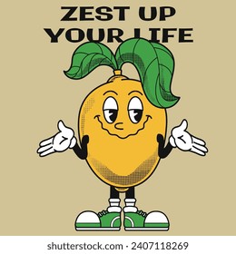 Lemon Character Design With Slogan Zest up your life