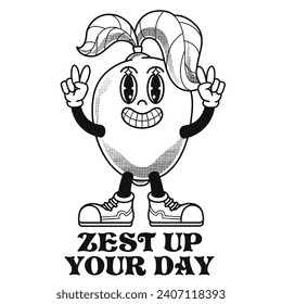 Lemon Character Design With Slogan Zest up your day