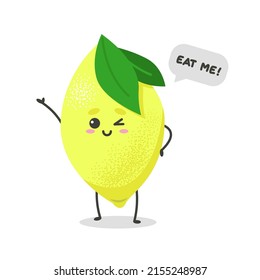 Lemon character design. Lemon vector illustration. Cute Lemon isolated on white background