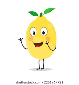 Lemon character design. Vector Illustration Flat Lemon Cute Character expression emotion collection set, minimal style, Raw materials fresh fruit, Mascot product