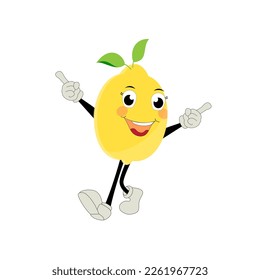 Lemon character design. Vector Illustration Flat Lemon Cute Character expression emotion collection set, minimal style, Raw materials fresh fruit, Mascot product