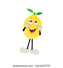 Lemon character design. Vector Illustration Flat Lemon Cute Character expression emotion collection set, minimal style, Raw materials fresh fruit, Mascot product