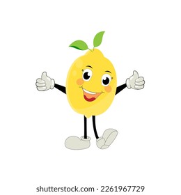 Lemon character design. Vector Illustration Flat Lemon Cute Character expression emotion collection set, minimal style, Raw materials fresh fruit, Mascot product