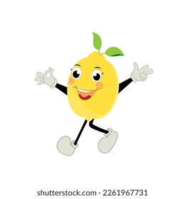Lemon character design. Vector Illustration Flat Lemon Cute Character expression emotion collection set, minimal style, Raw materials fresh fruit, Mascot product