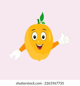 Diseño de carácter limón. Ilustración vectorial Lemon Flat expresión Carácter juego de emoción, estilo mínimo, Materias primas fruta fresca, Mascot producto