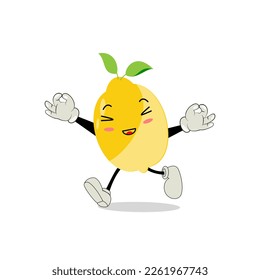 Lemon character design. Vector Illustration Flat Lemon Cute Character expression emotion collection set, minimal style, Raw materials fresh fruit, Mascot product