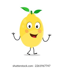 Lemon character design. Vector Illustration Flat Lemon Cute Character expression emotion collection set, minimal style, Raw materials fresh fruit, Mascot product