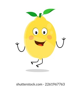 Lemon character design. Vector Illustration Flat Lemon Cute Character expression emotion collection set, minimal style, Raw materials fresh fruit, Mascot product