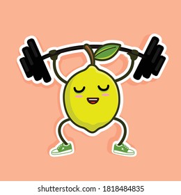 

Lemon character doing exercise.Vector Illustration.Sticker/T-Shirt Design.