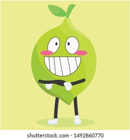 Lemon character with a grinning expression vector illustration,lemon cartoon