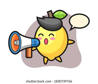 Lemon character illustration holding a megaphone