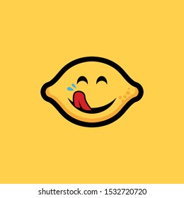 Lemon character logo. Fresh lemon fruits on summer season. Funny lemon character logo