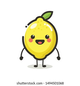 Lemon Character Mascot.  Fruit & Vegetable Cute Simple icon Vector