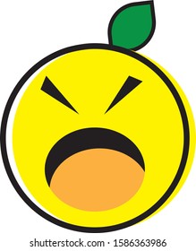 Lemon Character Mascot. Fruit & Vegetable Cute Simple icon Vector