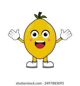 Ilustración vectorial de mascota de personaje de limón. Ilustración de la mascota aislada en el fondo blanco