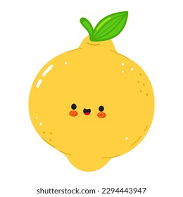 Lemon character. Vector hand drawn cartoon kawaii character illustration icon. Isolated on white background. Lemon fruit character concept