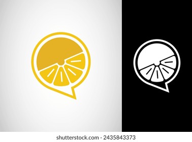 Lemon chat logo vector illustration. Chat logo template