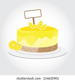 lemon cheese  Birthday cake with frame isolated, can be put the word on the frame Vector Illustration.