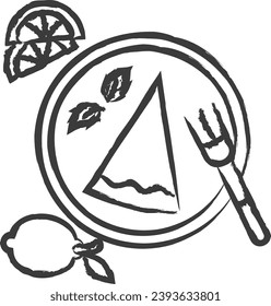 Lemon cheese cake hand drawn vector illustration