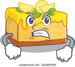 Lemon cheesecake cartoon character style having angry face
