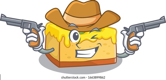 Lemon-Käsekuchen Cowboy-Cartoon-Konzept mit Waffen