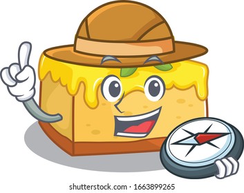 Lemon cheesecake experienced Explorer using a compass