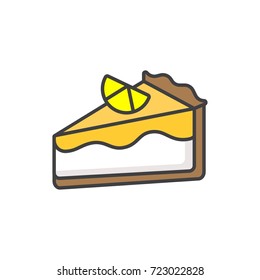 Lemon cheesecake flat colored line icon.