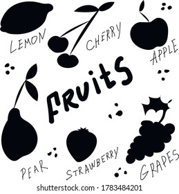 
uvas de manzana de cerezo de limón fresa
