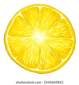 Objeto simples de fatia de círculo de limão. Fruta orgânica para suco, coquetéis, limonada, vitamina C comida saudável. Ilustração vetorial isolada sobre fundo branco. 