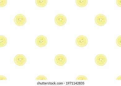 lemon circles on white background vector seamless pattern