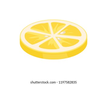 Lemon citron slice citrus piece segments of juicy sour fruit icon closeup. Sliced plant used as seasoning for salads ripe product isolated on vector