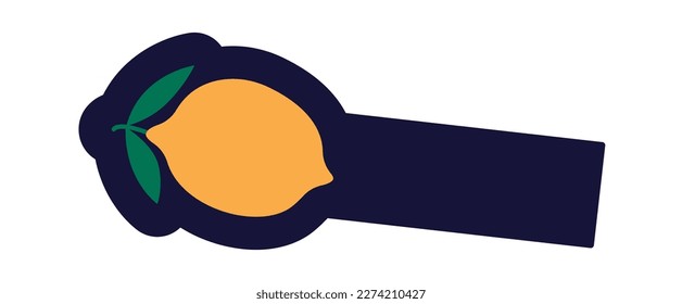 Lemon citrus bookmark flat icon Mark place in book. Vector illustration