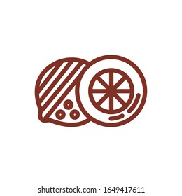 lemon citrus fruit half line style icon vector illustration design