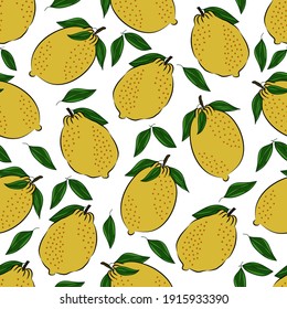 It is lemon citrus fruit seamless pattern. lemon fruit vector pattern.